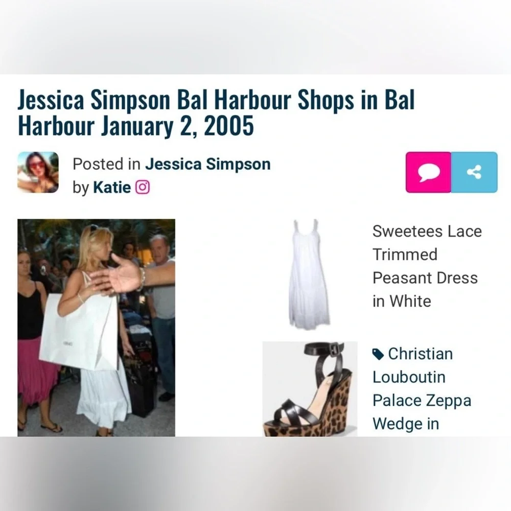 Sweetees Laced Trimmed White Peasant Dress ASO Jessica Simpson - Picture 2 of 6
